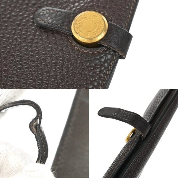 HERMES Logos Dogon GM Long Bifold Wallet Togo Leather Brown GHW 86YH814 - Picture 9 of 16